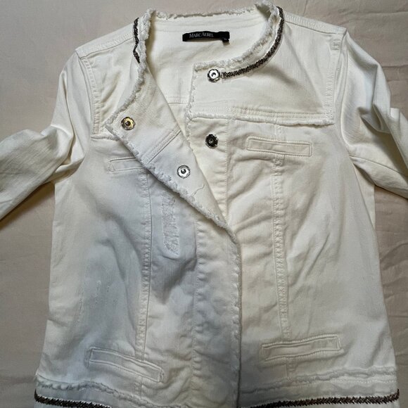Marc Aurel White Denim Jacket with beaded and gosse detail - size 38 / medium - Picture 13 of 15